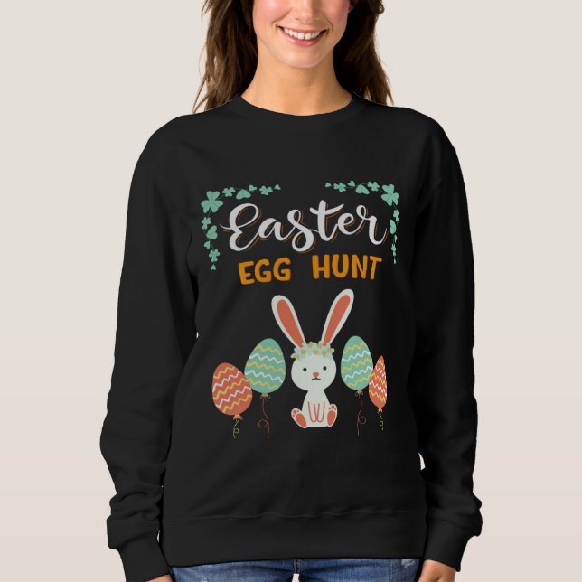 Moletom Funny Happy Easter Egg Hunt Cute Bunny Ears Sister (Frente)