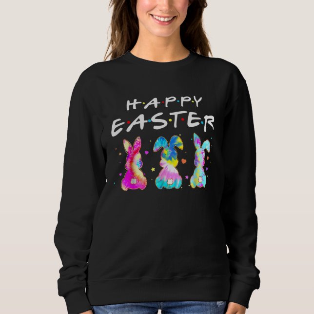 Moletom Funny Happy Easter Three Bunny For Friends Easter  (Frente)