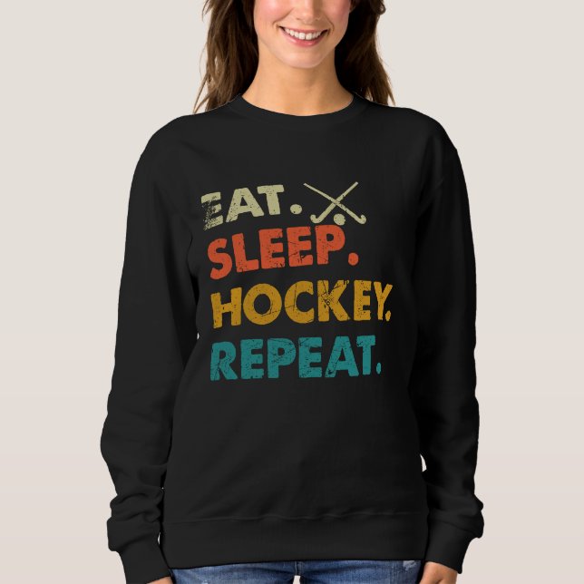 Moletom Funny Hockey Eat Sleep Hockey Repeat Vintage (Frente)