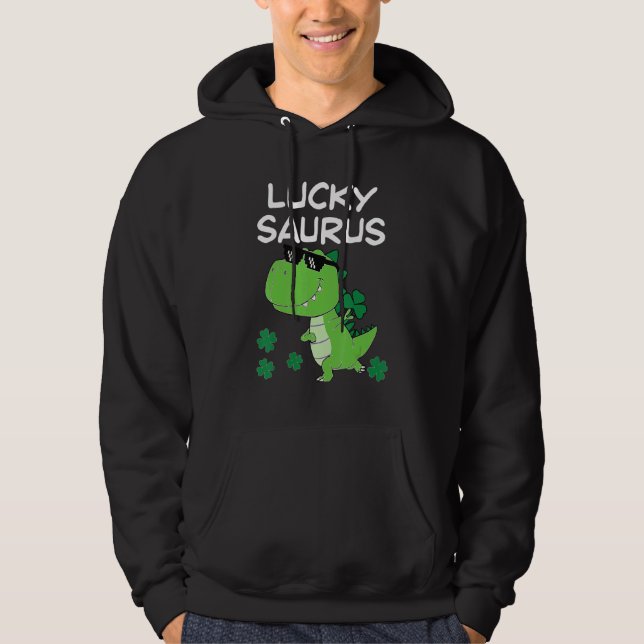 Moletom Funny Lucky Saurus Dinosaur Irish Shamrock Rua Pat (Frente)