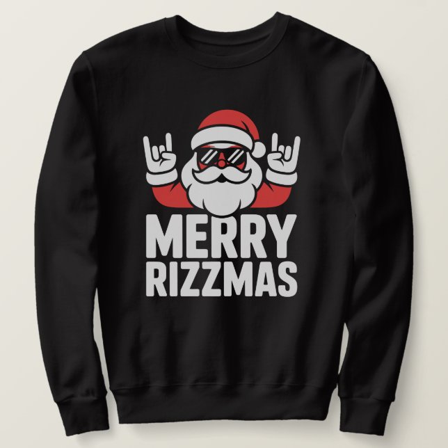 Moletom Funny Merry Rizzmas Cool Santa (Frente do Design)