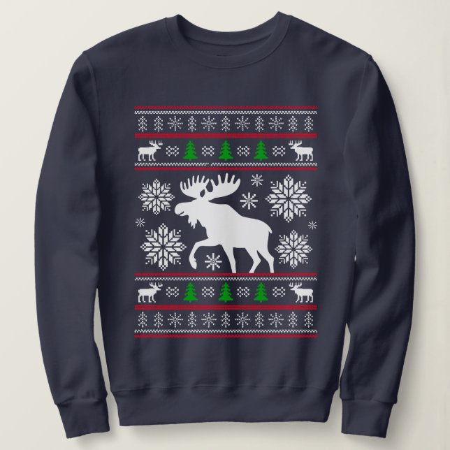 MOLETOM FUNNY MOOSE UGLY XMAS SWEATER CHRISTMAS (Frente do Design)
