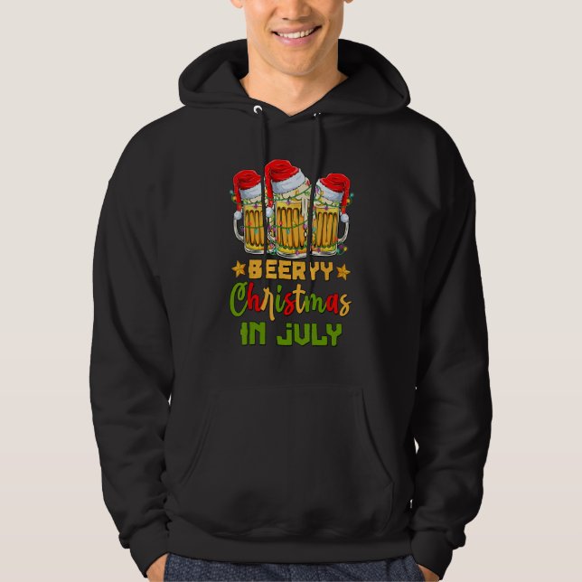 Moletom Funny Mugs Of Beer Lights Christmas In July Summer (Frente)