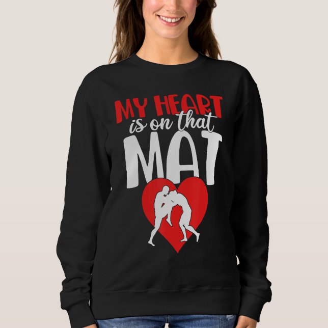 Moletom Funny My Heart Is On That Mat Wrestling Gift For M (Frente)