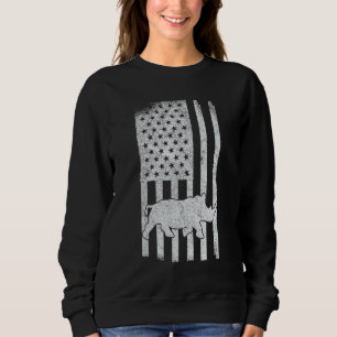 Moletom Funny Patriotic Rhino USA Flag Chubby Unicorn Retr