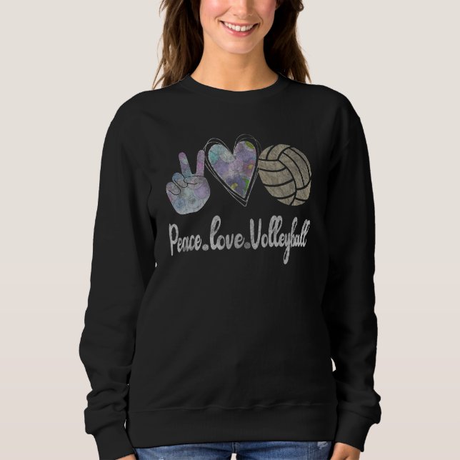 Moletom Funny Peace Love Volleyball Cute Design For Women  (Frente)