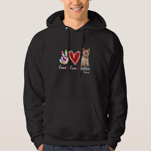 Moletom Funny Peace Love Yorkshire Terrier Cute Cat Lovers (Frente)