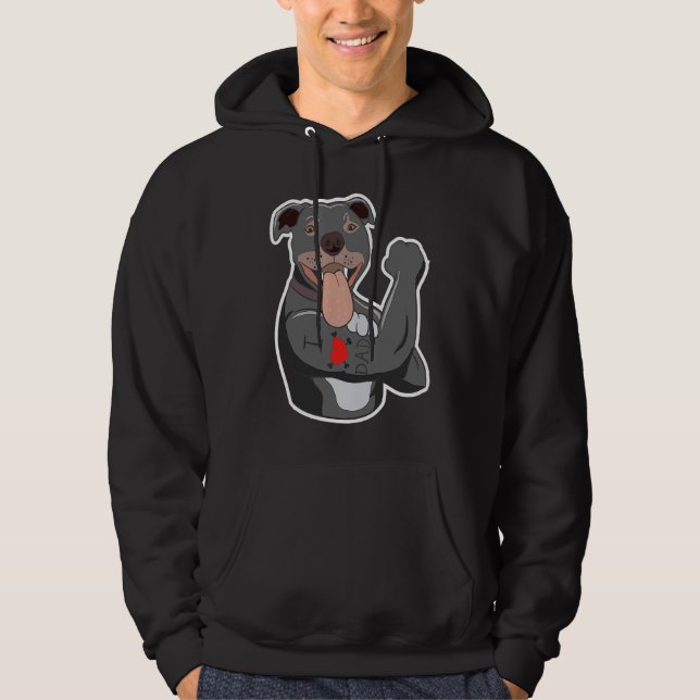 Moletom Funny Pit Bull Dog I Love Dad Tattoo Lovers Quotes (Frente)