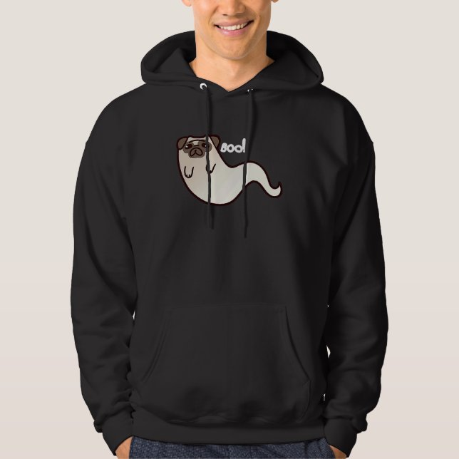 Moletom Funny Pug Dog Ghost BOO Halloween Scary spooky T (Frente)