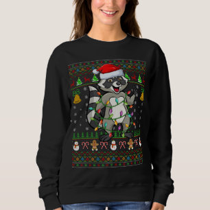 Moletom Funny Raccoon Lover Xmas Santa Hat Raccoon Ugly Ch