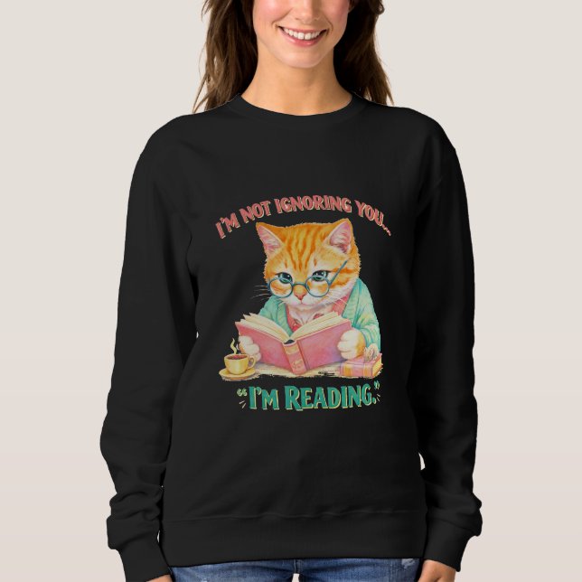 Moletom Funny Reading Cat Retro Book Lover Gift (Frente)
