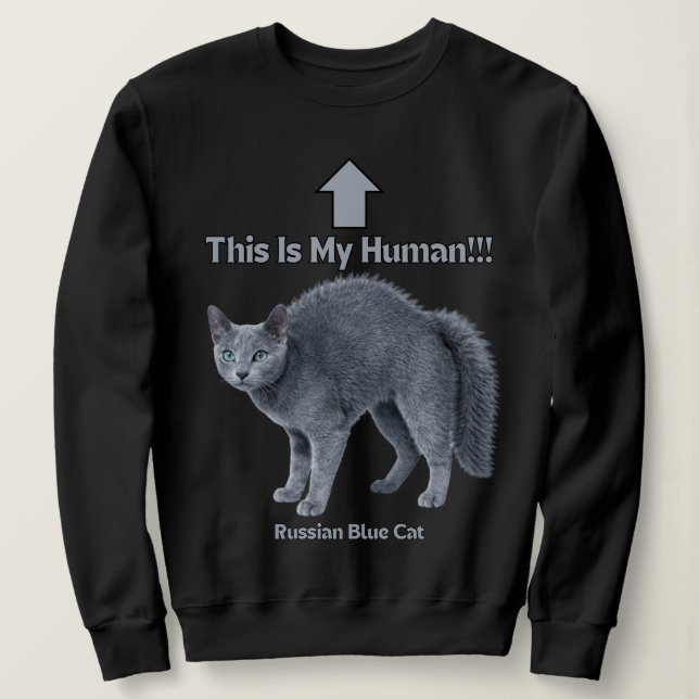 Moletom Funny Russian Blue Cat – This Is My Human (Frente do Design)