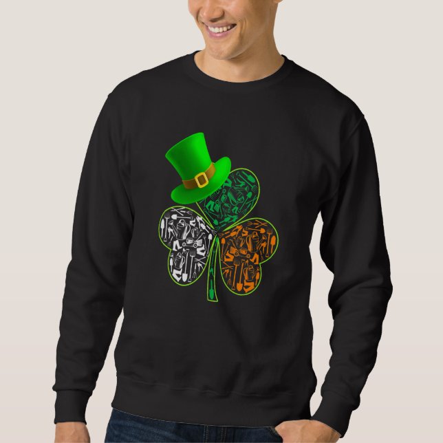 Moletom Funny Saint Patrick S Day Farmer Shamrock Hat Iris (Frente)