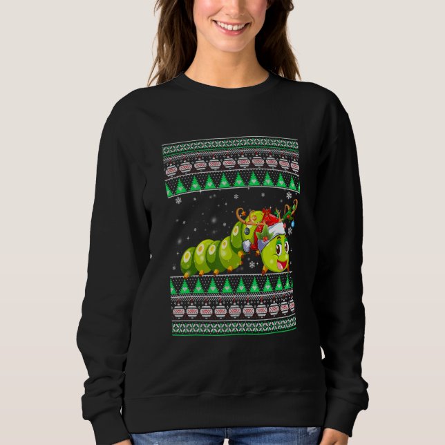 Moletom Funny Santa Hat Correspondendo Ugly Caterillar Chr (Frente)