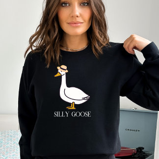 Moletom Funny Silly Goose With Hat Black