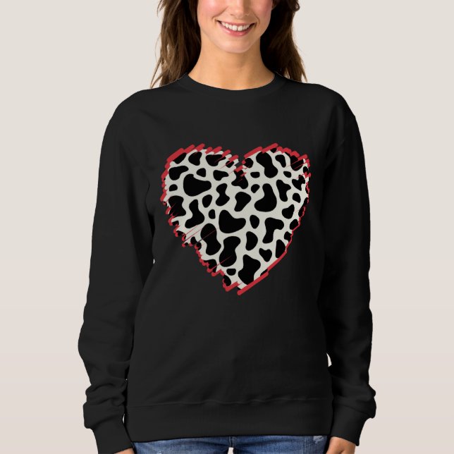 Moletom Funny three Hearts Cow Pattern for Cow Lover-valen (Frente)