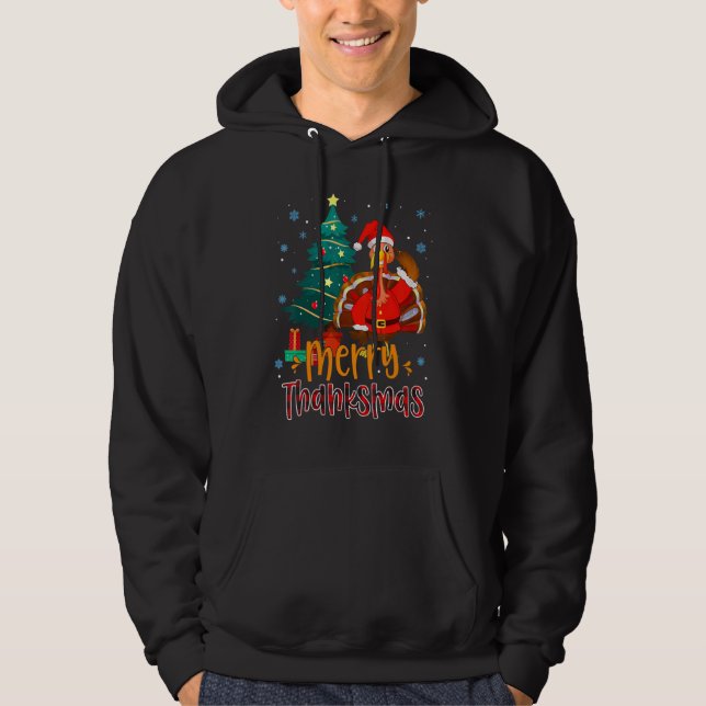 Moletom Funny Turkey Santa Merry Thanksmas Christmas Thank (Frente)