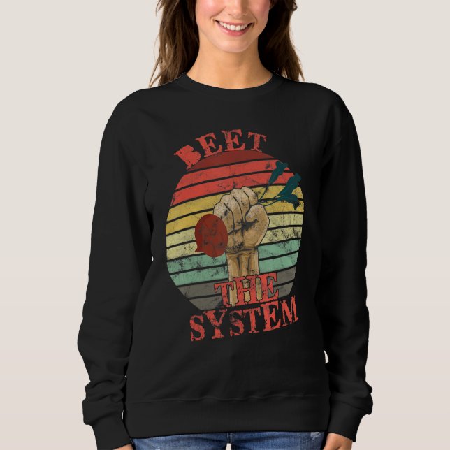Moletom Funny Vegan Beet the System Anarchy Retro Veganism (Frente)