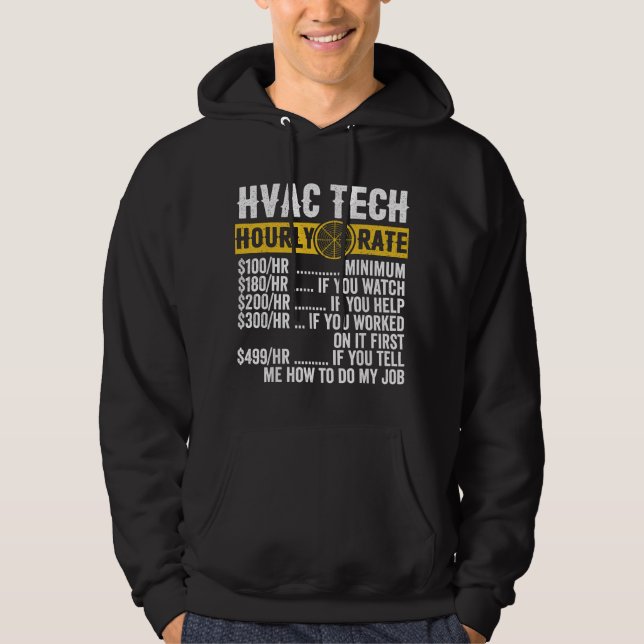 Moletom Funny Vintage HVAC Technician Apparel Hourly Rate  (Frente)