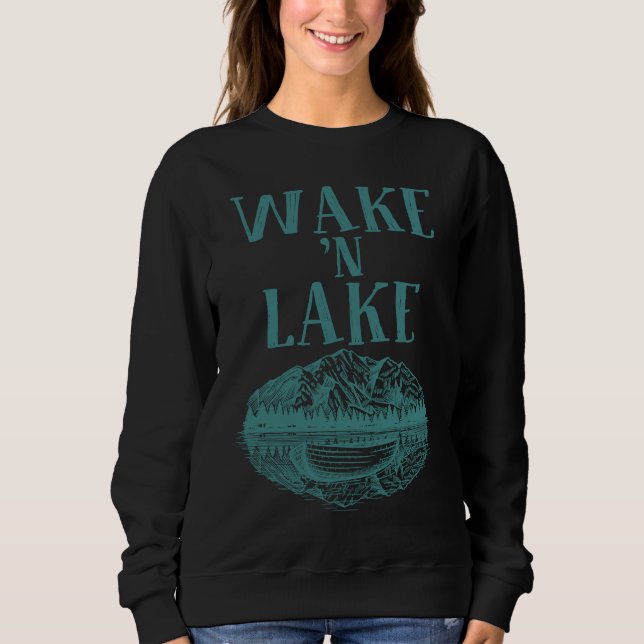 Moletom Funny Wake 'n Lake Camping  For Men Women Boys Gir (Frente)