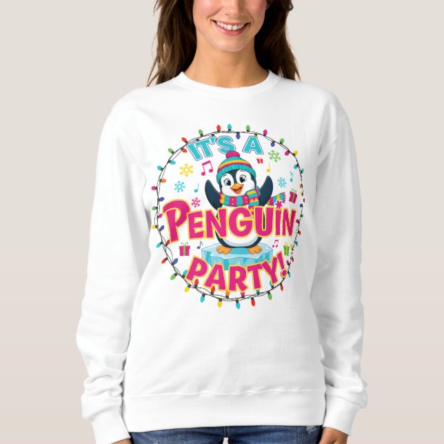 Moletom Funny Winter Hoodie with Dancing Penguin & Holiday (Frente)