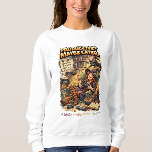 Moletom Funny Witch Gamer Procrastination Quote Design (Frente)