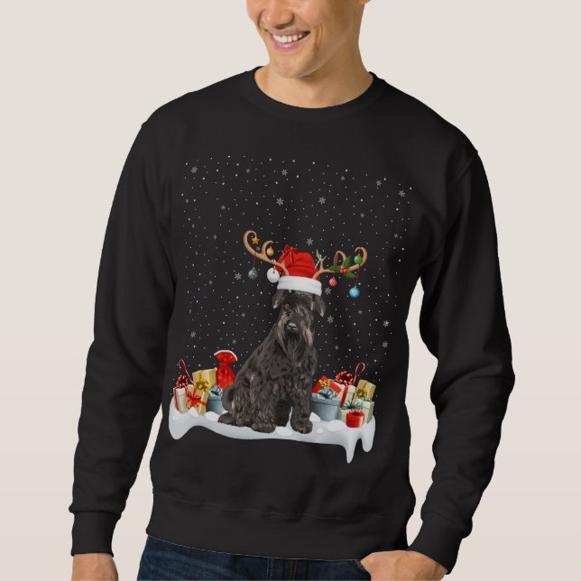 Moletom Funny Xmas Lighting Reindeer Santa Hat Schnauzer C (Frente)