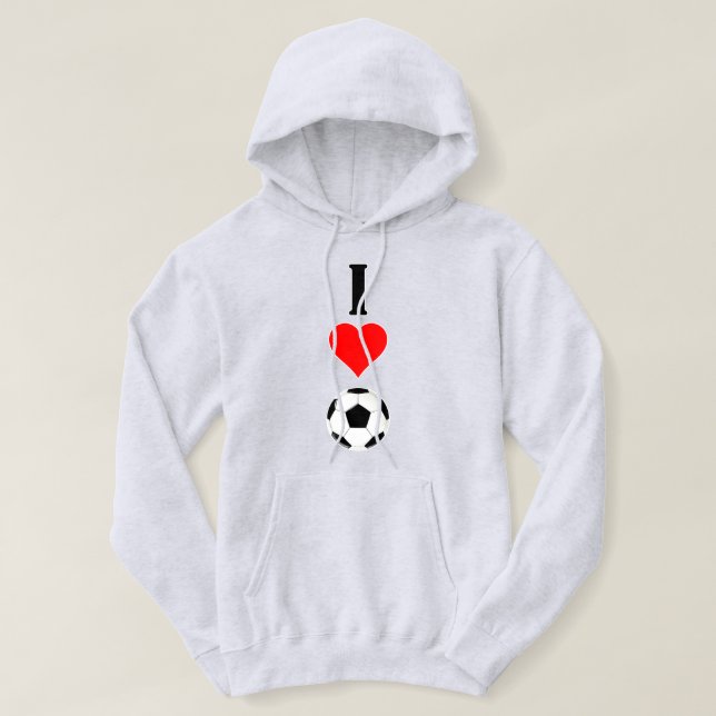 Moletom Futebol masculino Esportes "I Love/Heart Soccer" (Frente do Design)