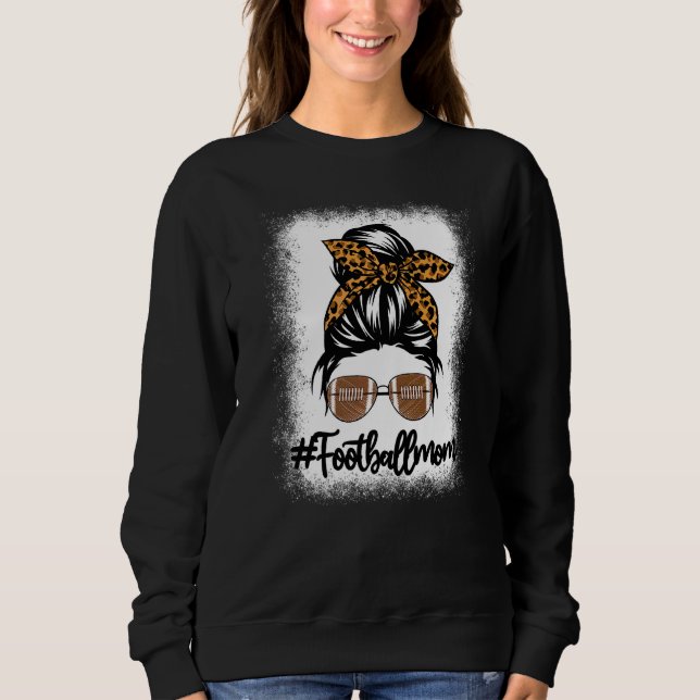 Moletom Futebol Sangrado Mãe Mulheres Leopard Messy Bun Mo (Frente)