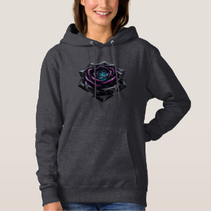 Moletom Futurista Rosa Negra de Cristal 3D Neon Cyberpunk