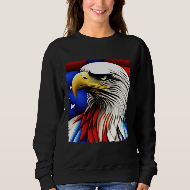 Moletom Futuristic American Bald Eagle USA Flag 4th of Jul (Frente)
