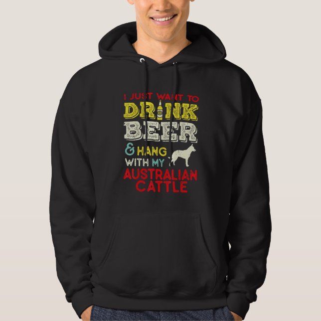 Moletom Gado-Pai Australiano Beber Cerveja Com Cachorro Vi (Frente)