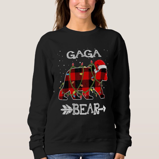 Moletom Gaga Bear  Red Buffalo Plaid Mom Bear Pajama (Frente)