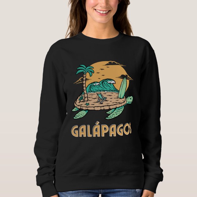 Moletom Galapagos Islands Sea Turtle Surfing Beach (Frente)