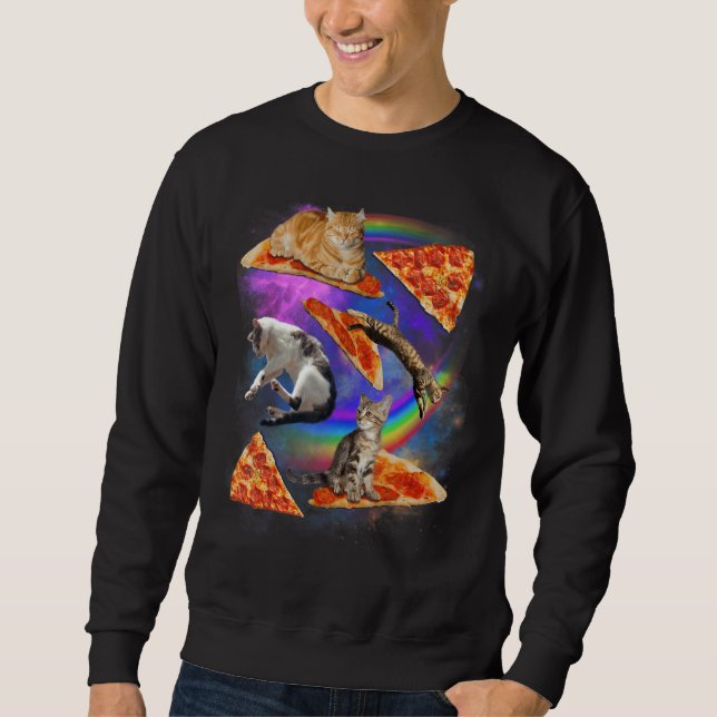 Moletom Galaxy Cat In Space Cat Riding Pizza 1 (Frente)