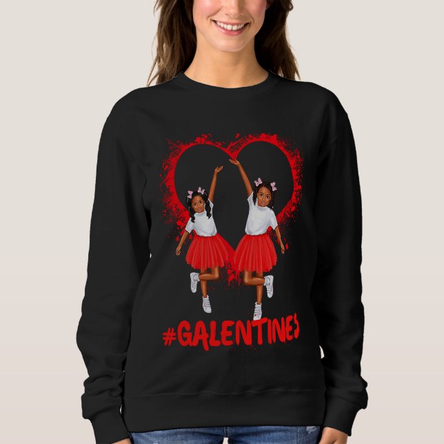 Moletom Galentines Day Fun Cute Brown Skin Girls Best Girl (Frente)