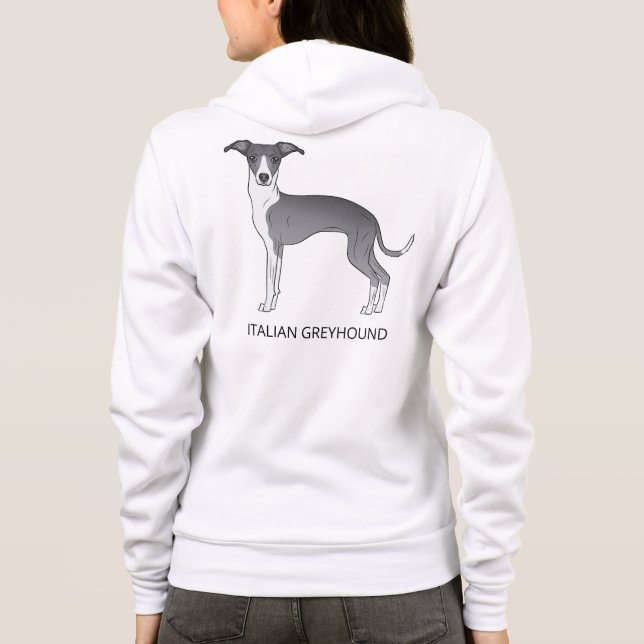 Moletom Galgo Italiano Azul e Branco com Texto Personaliza (Verso)