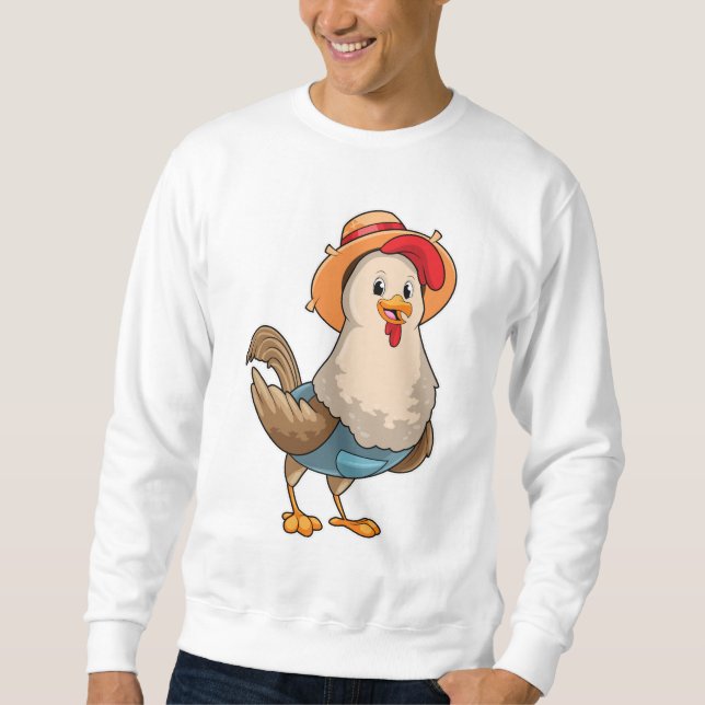 Moletom Galinha como Farmer com Chapéu (Frente)