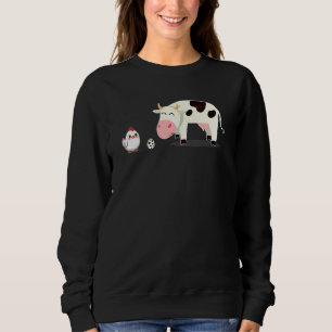 Moletom Galinha E Vaca Com Garota De Ovo