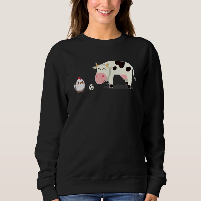 Moletom Galinha E Vaca Com Garota De Ovo (Frente)