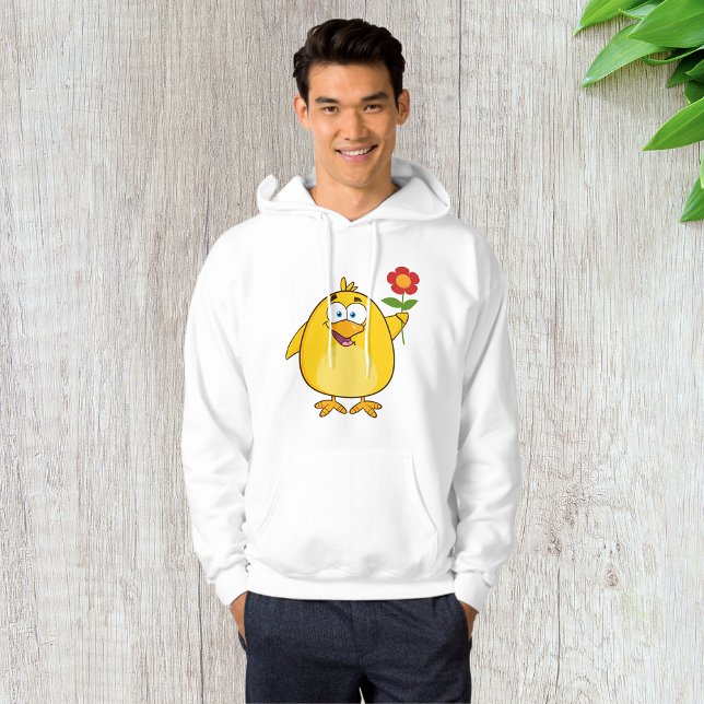 Moletom Galinha Segurando Uma Flor, Mens Hoodie (Criador carregado)