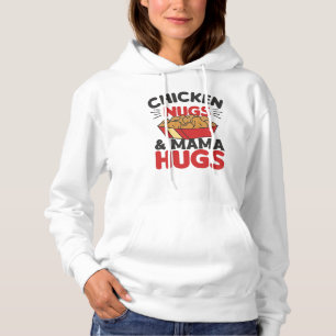 Moletom Galinhas Nugs E Mamãe Abraçam Nuggets De Comida En
