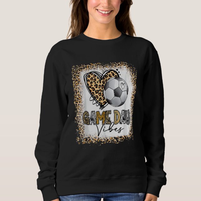 Moletom Game Day Vibes America Soccer Mom Women Leopard Bl (Frente)