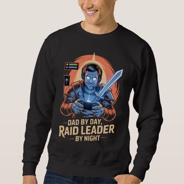 Moletom Gamer dad tshirt Dad by Day Raid Leader by Night (Frente)