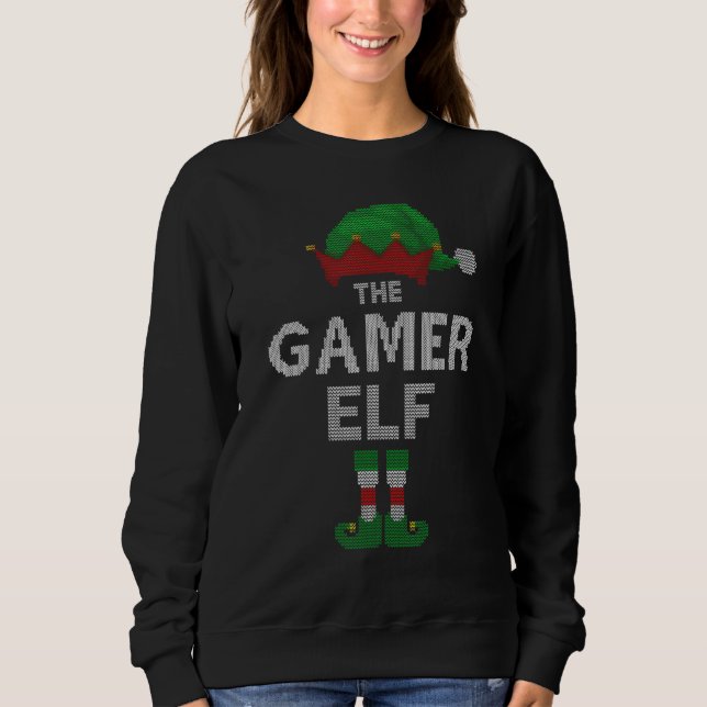 Moletom Gamer Elf Ugly Christmas Sweater Family Match (Frente)