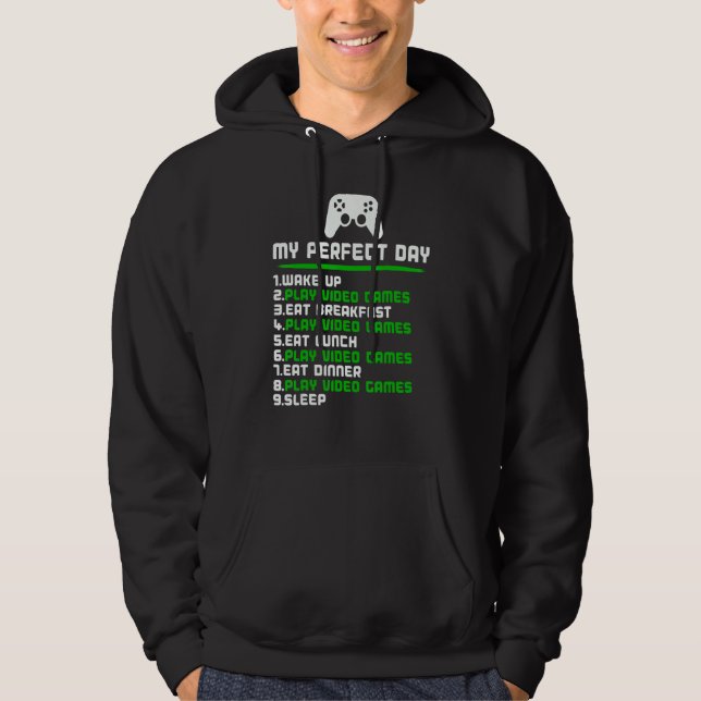 Moletom Gamer My Perfect Day Play Video Games Funny Teen B (Frente)