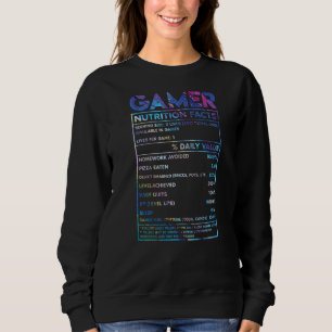 Moletom Gamer Nutrition Fact Gaming Quote Video Game Pun