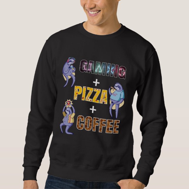 Moletom GAMING + PIZZA + COFFEE Lover Gaming Outfit funny  (Frente)