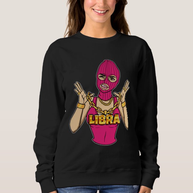 Moletom Gangsta Girl Libra Masked Gangster Woman with Gold (Frente)