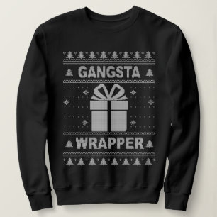 Moletom Gangsta Wrapper Ugly Christmas Sweater.